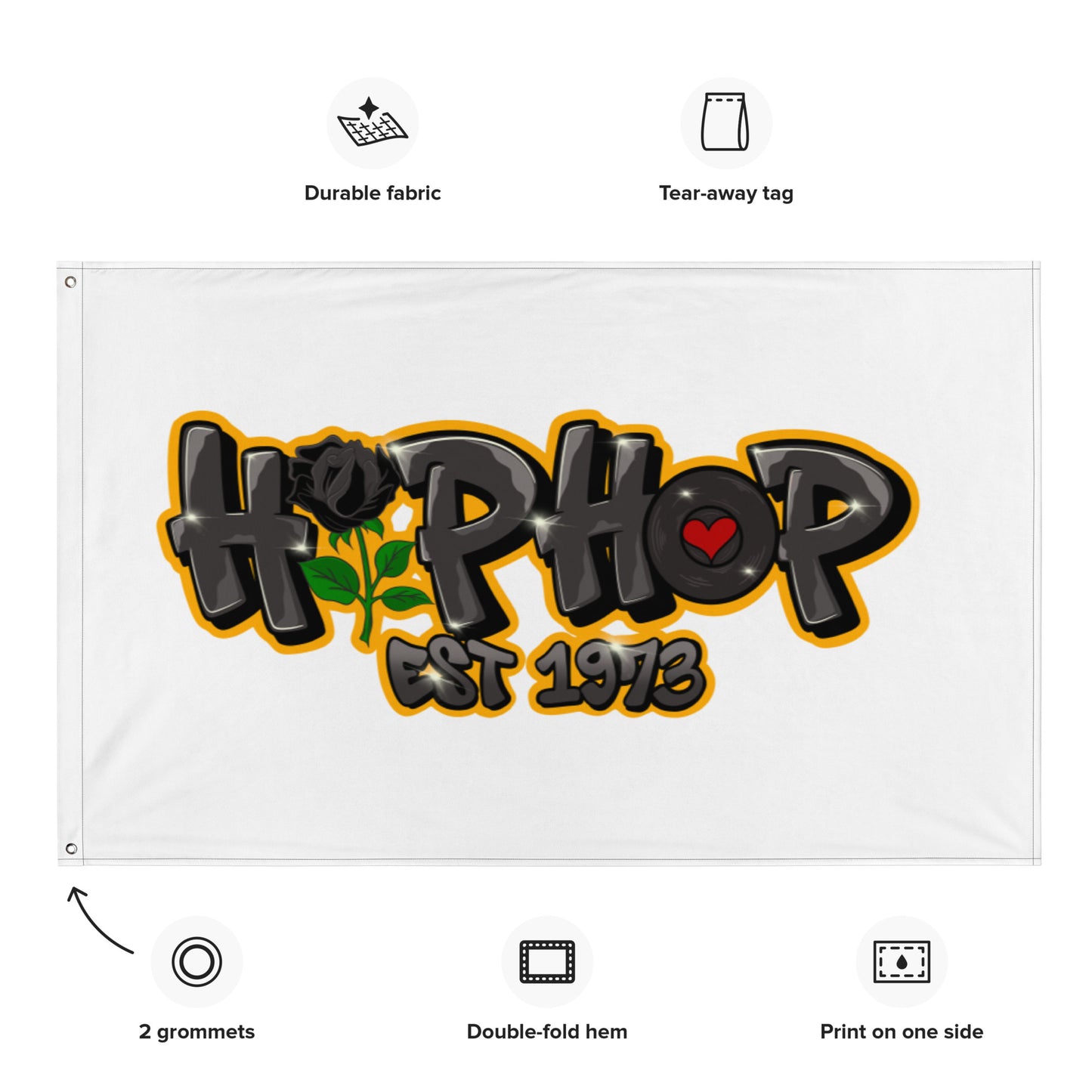 Celebration Flag | Hip Hop - Est. 1973 | Black Print