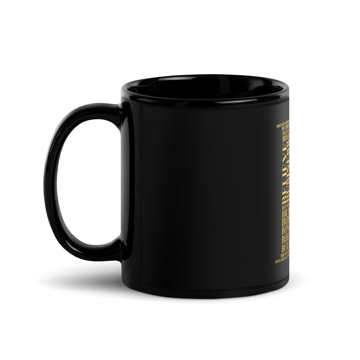 Glossy Mug - Black | "B" | Gold Print
