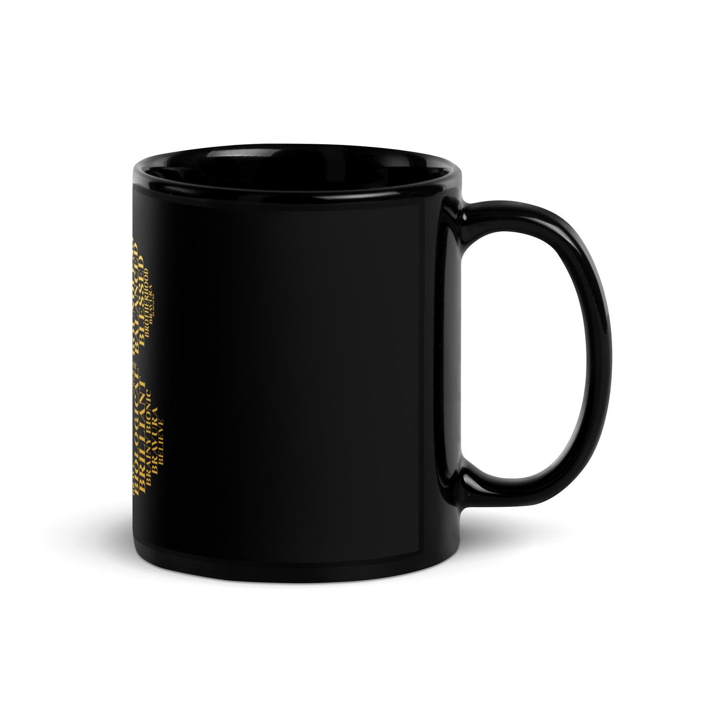 Glossy Mug - Black | "B" | Gold Print