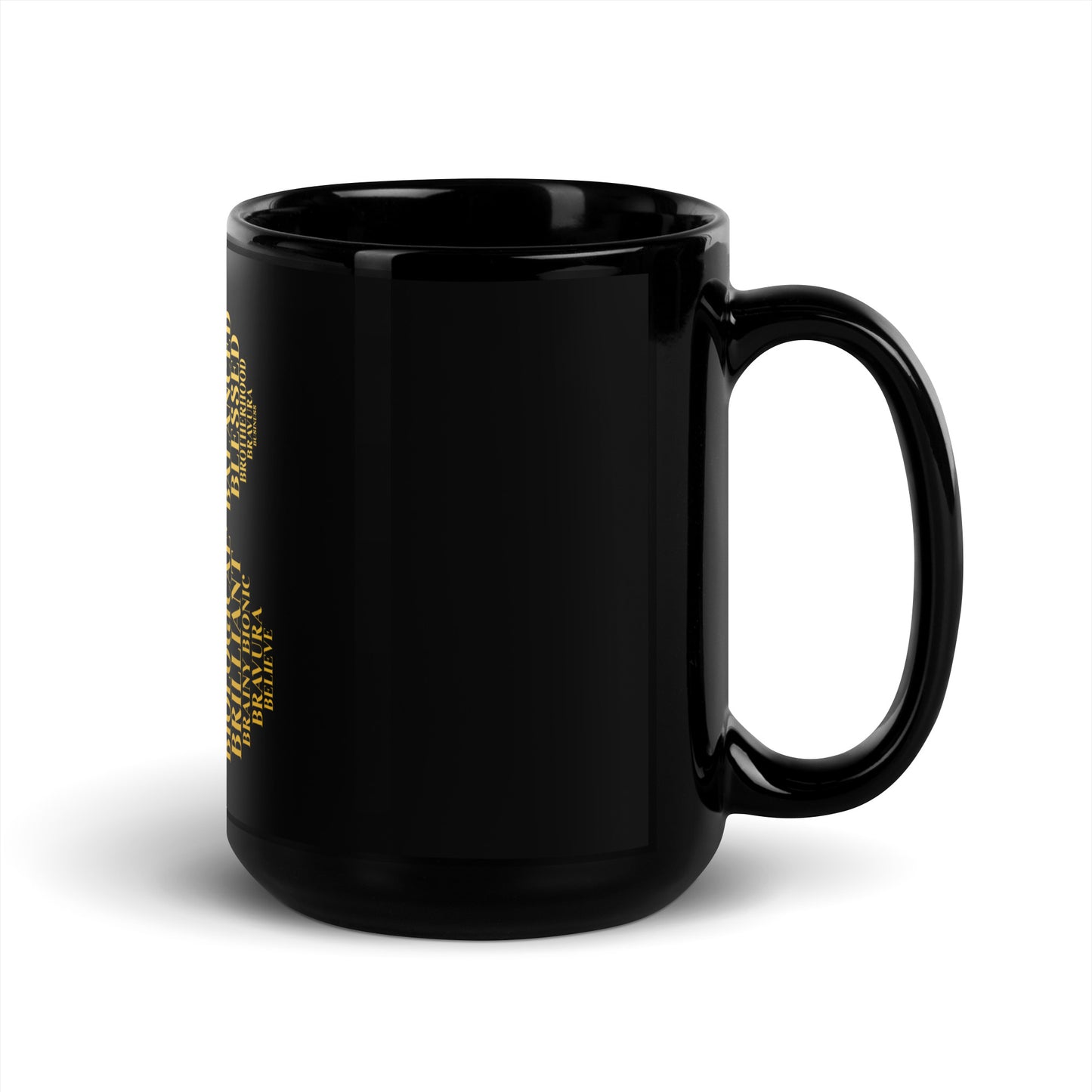 Glossy Mug - Black | "B" | Gold Print