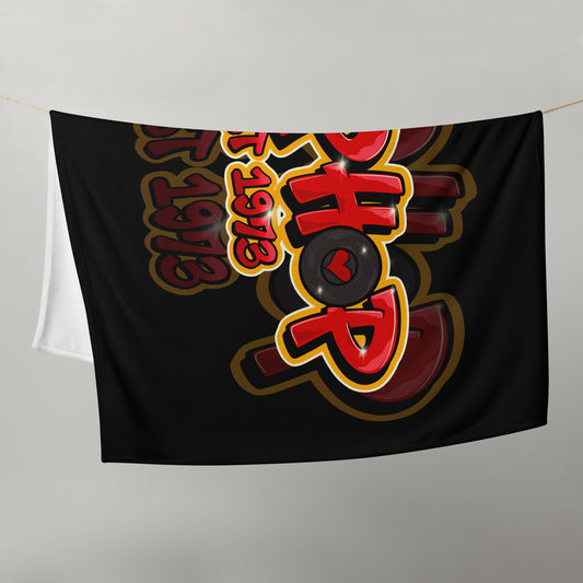 Hip Hop - Est. 1973 | Throw Blanket | Red Shadow Print / Black Backdrop - 60"x80"