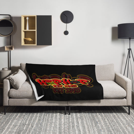 Hip Hop - Est. 1973 | Throw Blanket | Red Shadow Print / Black Backdrop - 60"x80"