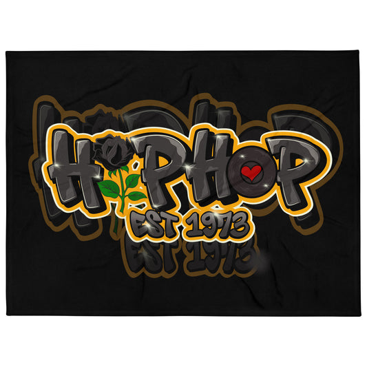 Hip Hop Est. 1973 | Throw Blanket | Black Shadow Print w/ Black Backdrop - 60"x80"