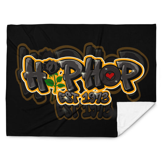 Hip Hop Est. 1973 | Throw Blanket | Black Shadow Print w/ Black Backdrop - 60"x80"