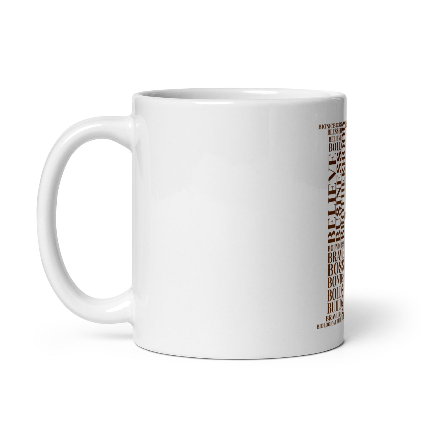 Glossy Mug - White | "B" - Brown Print
