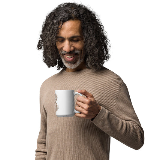 Glossy Mug - White | "B" - Brown Print